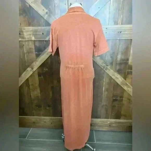 Poetry Short Sleeve V-Neck Hemp Organic Cotton Maxi Dress Chili Pink Size 6 - Picture 4 of 7